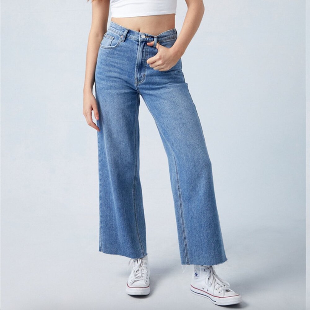 PacSun Cropped Wide Leg Jeans Medium Indigo | Size 24 | 90s Y2K Vintage Style